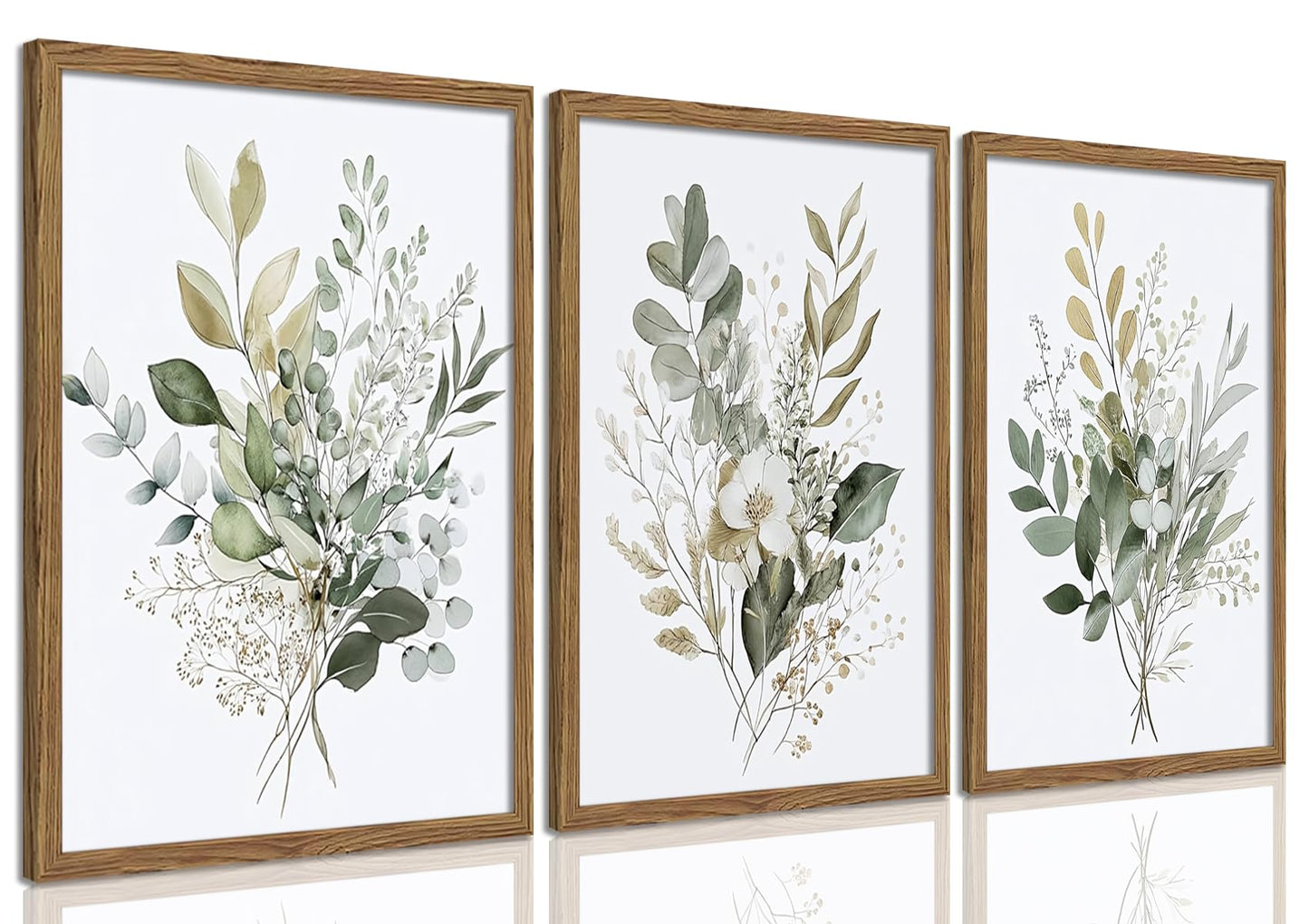 tgguytiy Sage Green Botanical Wall Art Set of 3, Eucalyptus Leaf Boho Plant Posters for Bedroom Living Room Bathroom Decor, 12x16 Inch Unframed Prints