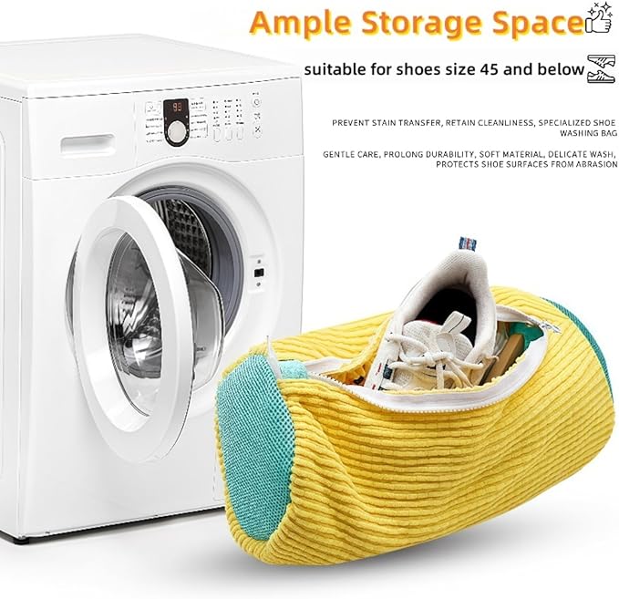 Shoe Wash Bags for Washing Machine (2 Pack), Reusable Laundry Bags for Sneakers, Footwear, Bike Shoes, 360° Deep Clean Shoe Washing Bag (Grey)