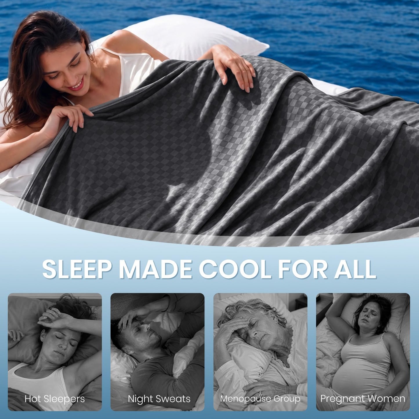 Topcee Cooling Blanket Queen Size- 90"x90" Summer Cooling Blanket for Hot Sleepers Arc-Chill Q-Max >0.45 Cool Fiber, Keeps Cool for Night Sweats, Soft Lightweight Sofa Blankets for Kid Adults