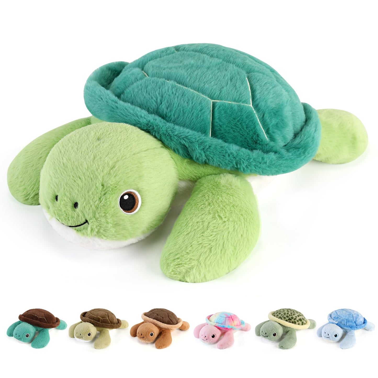 gnomantic Turtle Weighted Stuffed Animals - 22 Inch 4.5 Pounds Weighted Plushies Sea Turtle Stuffed Animal - Big Tortoise Plush Pillow - Cute Plush Toys Gifts for Kids & Adults (Green)