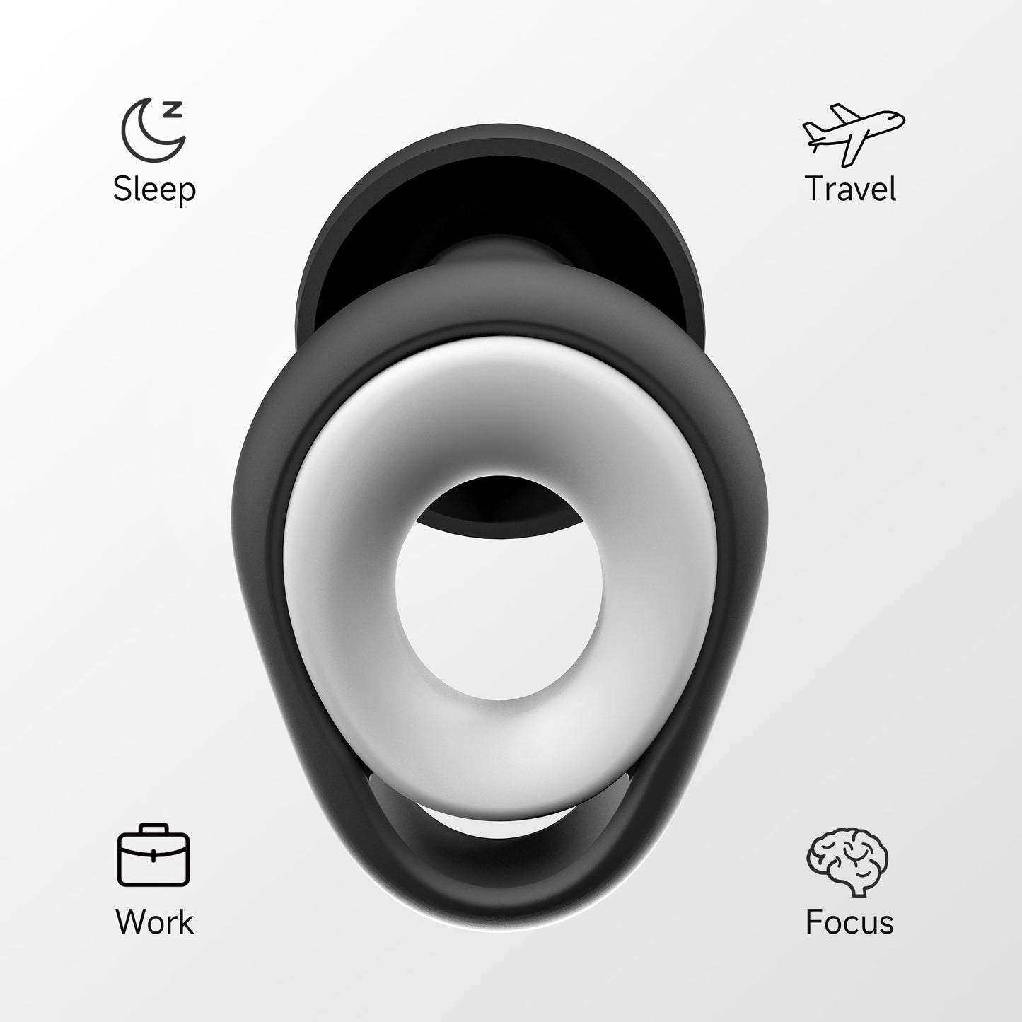 Ear Plugs for Sleeping Noise Cancelling, Reusable Silicone Earplugs for Sleeping, High Fidelity with Mute Layer for Noise Redution for Travel,Focus,28dB Noise Reduction (Black-White)