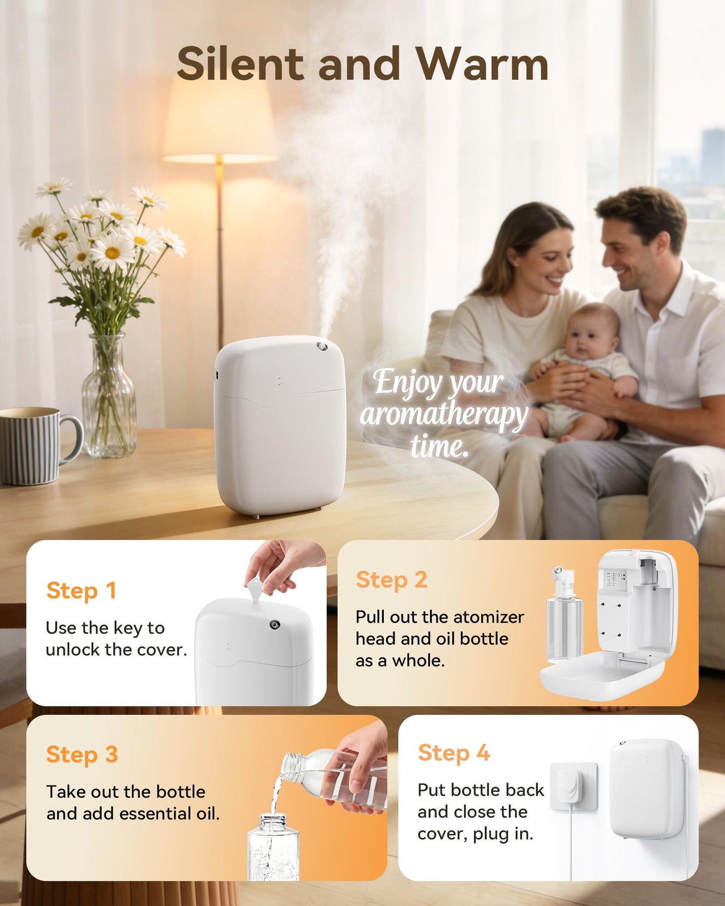 SEEDEAR Waterless Essential Oil Diffuser with Bluetooth App Control, Smart Scent Air Machine Covers Up to 3000 Sq Ft for Home, Hotel & Spa, Quiet Aromatherapy Diffuser with Timer & Mode (White)