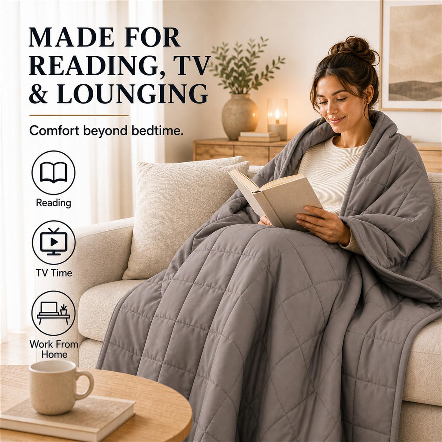 Smart Queen Weighted Blanket for Adults(41"x60",5lbs, Grey) Soft Cooling Heavy Blanket for Sleeping, Breathable Blanket with Glass Beads Perfect for 40-60 lbs,All Season,Machine Washable