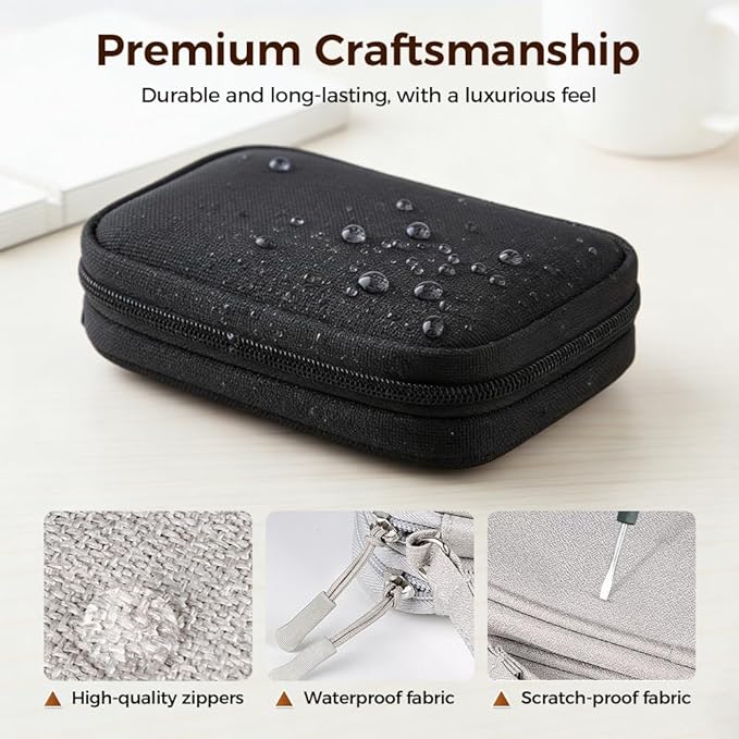 Qeuxv 2026 Travel Cable Organizer Pouch, Electronic Accessories Carry Case, Portable Waterproof Double Layers All-in-One Storage Bag for Cable, Charger, Mobile phone, Headphones (Grey)