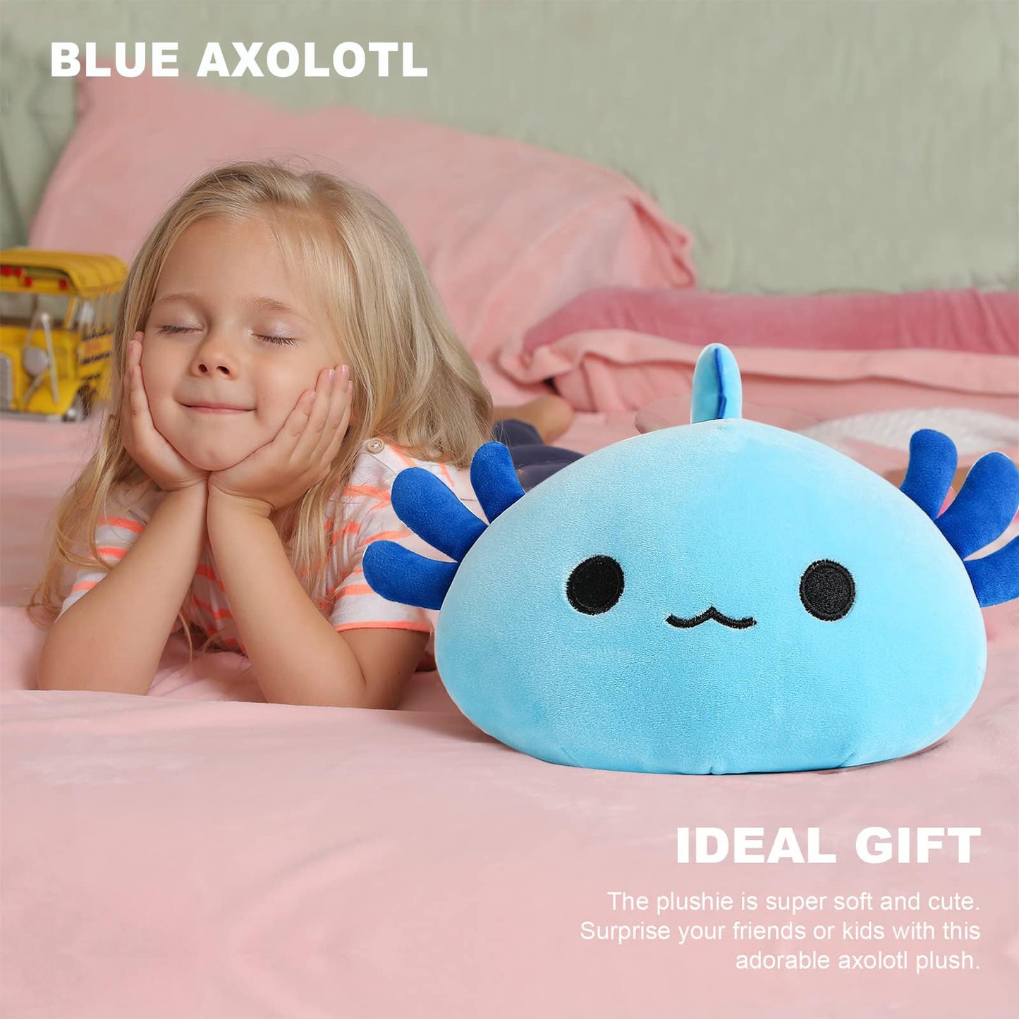 Onsoyours Original Axolotl Plush Cute 13 inch Stuffed Animal Soft Blue Pillow Kawaii Plush Toy Gift for Kids & Adults (Blue Axolotl, 13")