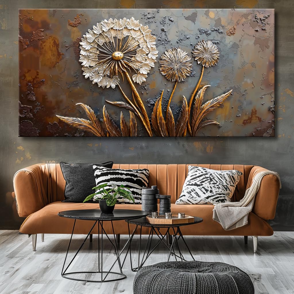Large White Flower Wall Art with Taupe Background Elegant Flower Framed Floral Canvas Print for Living Room, Bedroom, Dining Room, Home Office Modern Ready to Hang Home Decor - 20"x40"