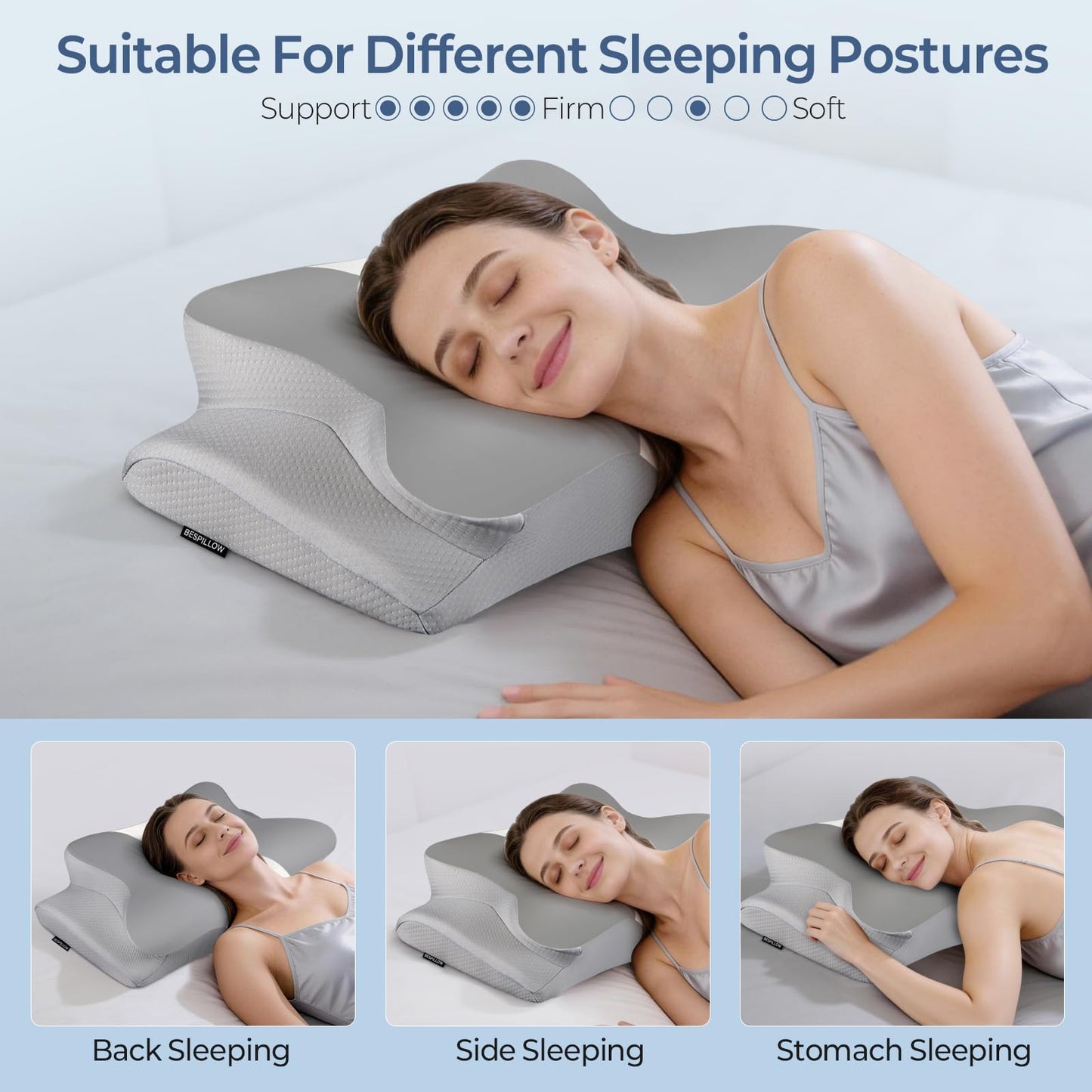 Cervical Neck Pillow for Pain Relief, Ergonomic Memory Foam Support Pillow