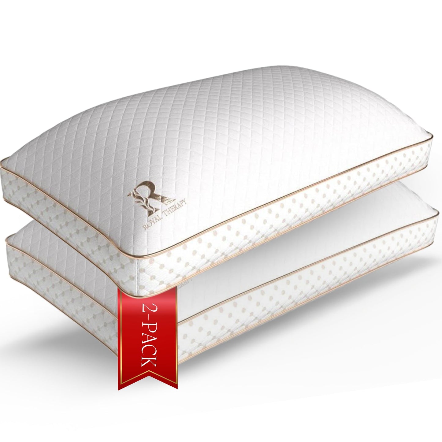 Royal Therapy 2-Pack Queen Memory Foam Pillow, Adjustable Shredded Odor-Free Bed Pillow for Neck & Shoulder Pain Relief, Breathable Support for Back, Stomach, Side Sleepers, AirFlowPRO