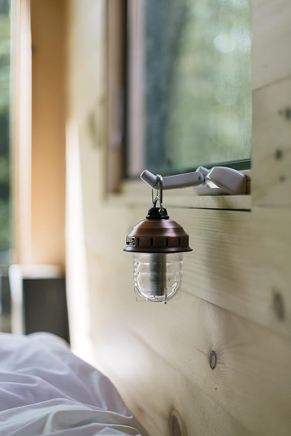 Barebones Beacon Hanging Light – Copper, Rechargeable LED Camping Lantern with Adjustable Brightness – Weatherproof Vintage-Style Hanging Lantern for Outdoor Adventures and Year-Round Use