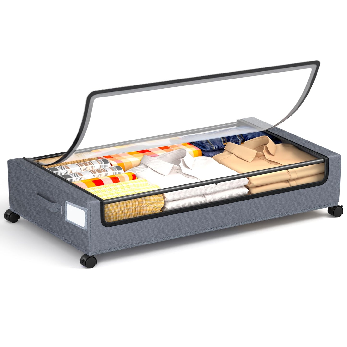 YEEBONIX Under Bed Storage with Wheels, Square Under Bed Storage Containers, 60L Under The Bed Storage Bins, Rolling Metal Drawer for Clothes, Blankets, Shoes...