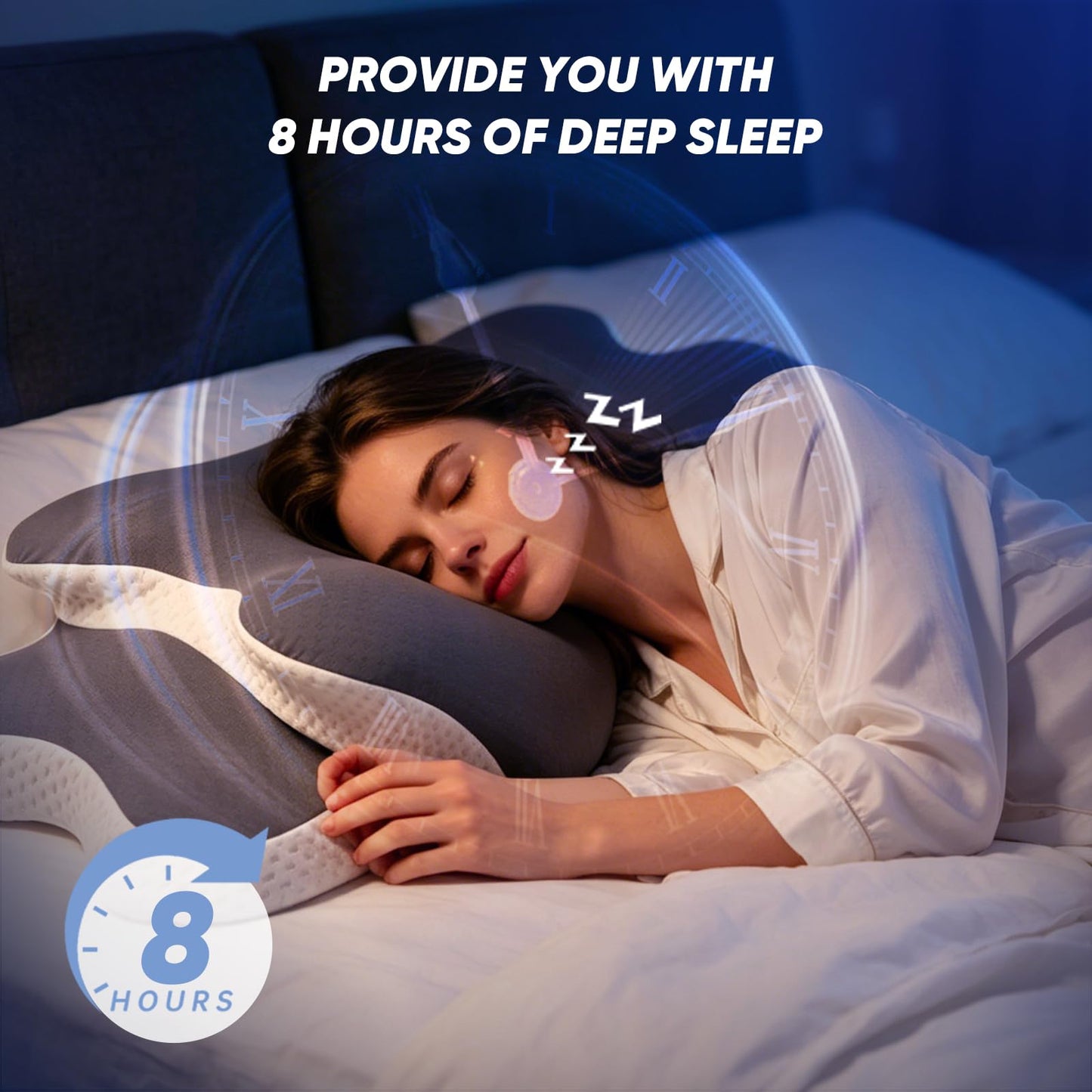 CloudNook Cervical Neck Pillow for Pain Relief, Ergonomic Memory Foam Neck Support Pillow for Sleeping, Cooling Comfort Designed for Side Back Stomach Sleepers