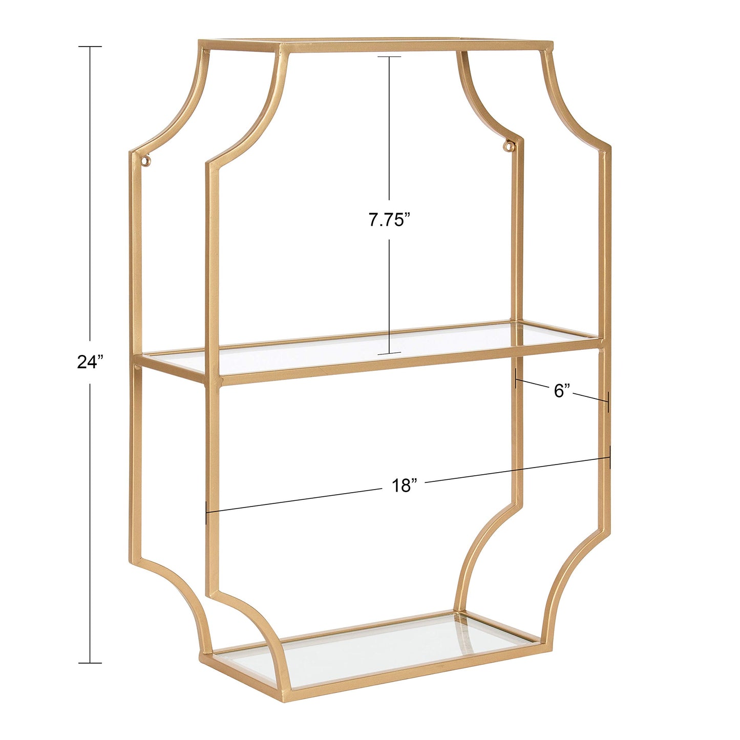 Kate and Laurel Ciel Glam Geometric Wall Shelf, 18 x 24, Gold, Decorative Shelves for Storage and Display