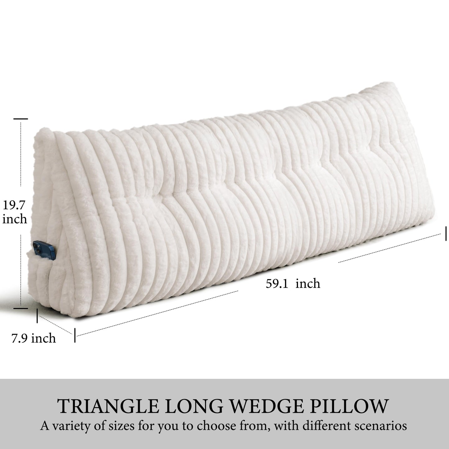 Dorivalley Headboard Pillow Queen, Triangular Wedge Pillow Headboard Queen, Cushion Headboards Reading Pillows, Backrest Pillows for Sitting in Bed or Working with Removable Cover, Beige