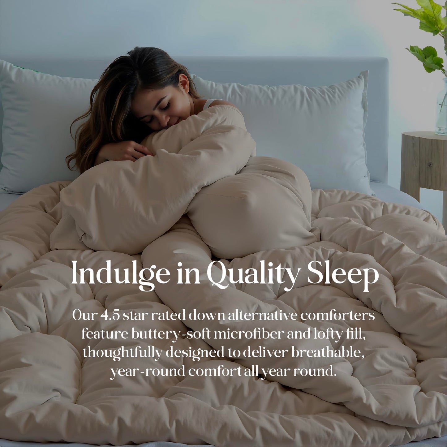 ROYALE LINENS Reversible Comforter - Twin XL Duvet Insert - All Season Soft Quilted Comforters with 8 Corner Tabs - Down Alternative Bedding Comforter - Duvet Insert (Chocolate/Sand, Twin XL 68"x92")