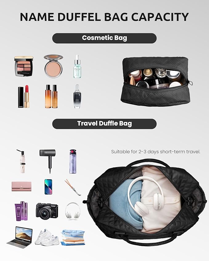 Vogewood Gifts for Girls Teen Girls - 5 6 7 8 9 10 11 12 13 14 15 16 Year Old-Duffle Travel Bag, Weekender Bag, Overnight Bag for Women Travel Bag with Makeup Bag Gift for family (Letter Z)
