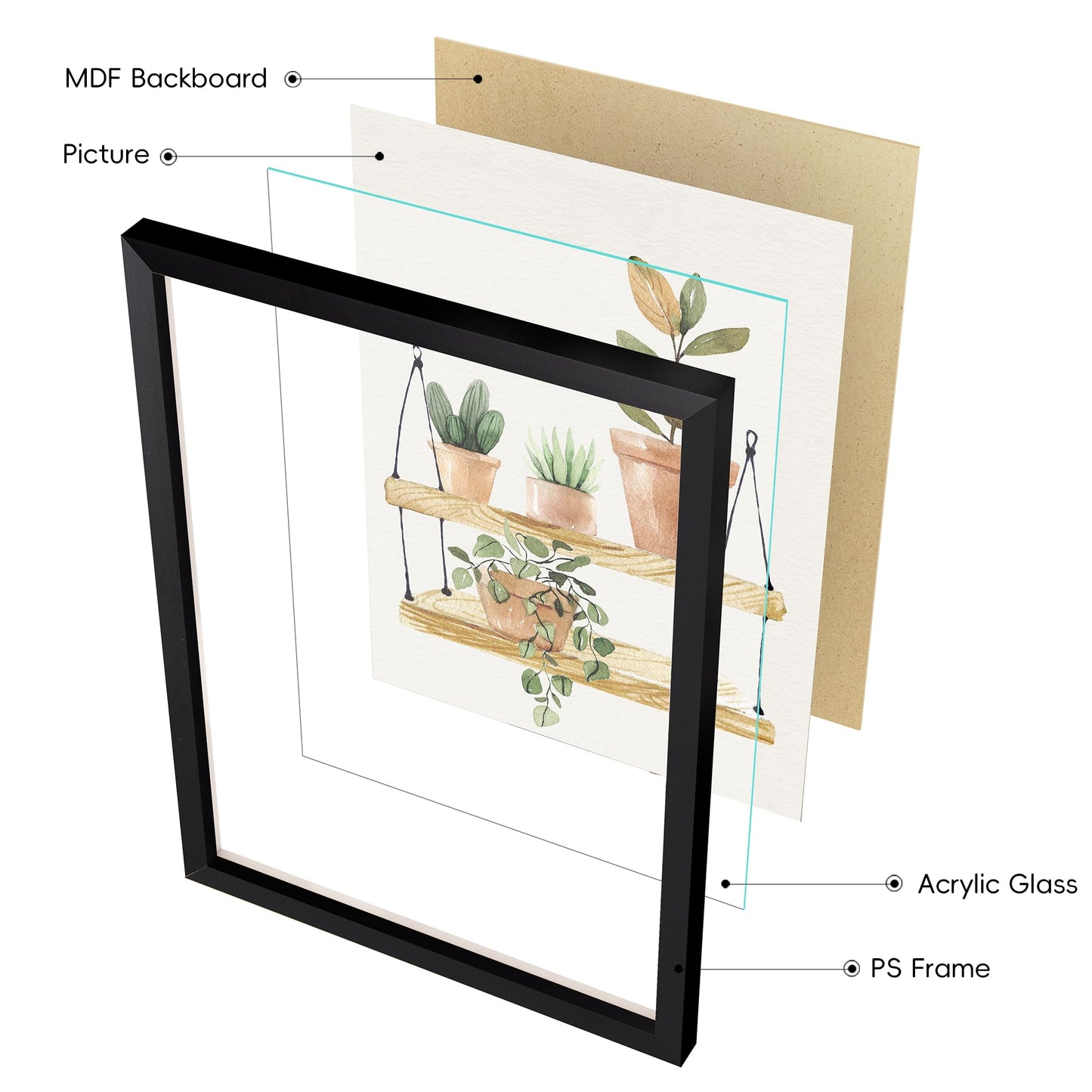 ArtbyHannah 9-Piece Botanical Gallery Wall Art Set, Sage Green Plant Prints with Black Frames, Neutral Decor for Modern Living Room Bedroom Staircase Nursery