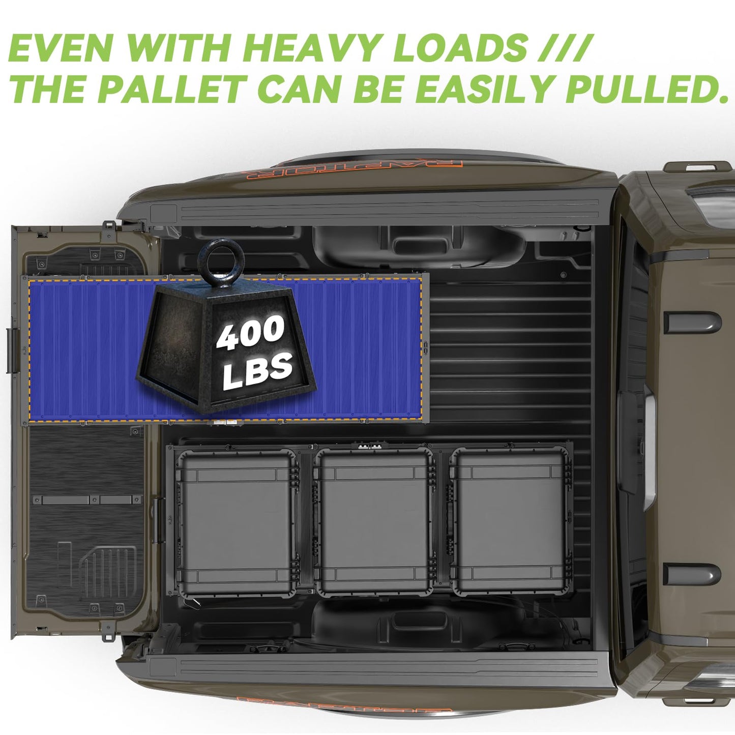 T2 Foldable Slide-Out Truck Bed Cargo Tray-Full Size for Trucks F150/Raptor，Ram/Rtx 1500 & Classic / Silverado 1500，Sierra 1500，Titan&Titan，Tundr|No Drilling Installation (62.6"-22.5" Full Tray)