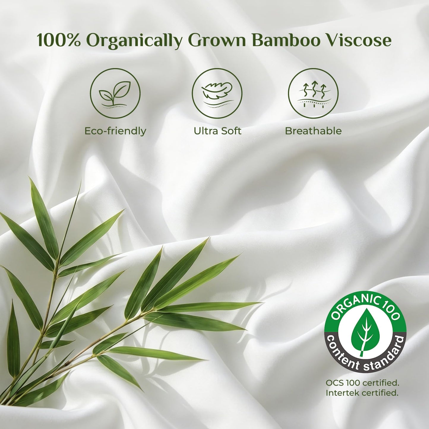 BEDELITE Bamboo Viscose Sheets - 100% Organically Grown, 18" Deep Pocket King Size Sheet Set, All Round Elastic & Corner Straps, Luxury Silky Soft Cooling Sheets for Hot Sleepers, 4 Pieces, White