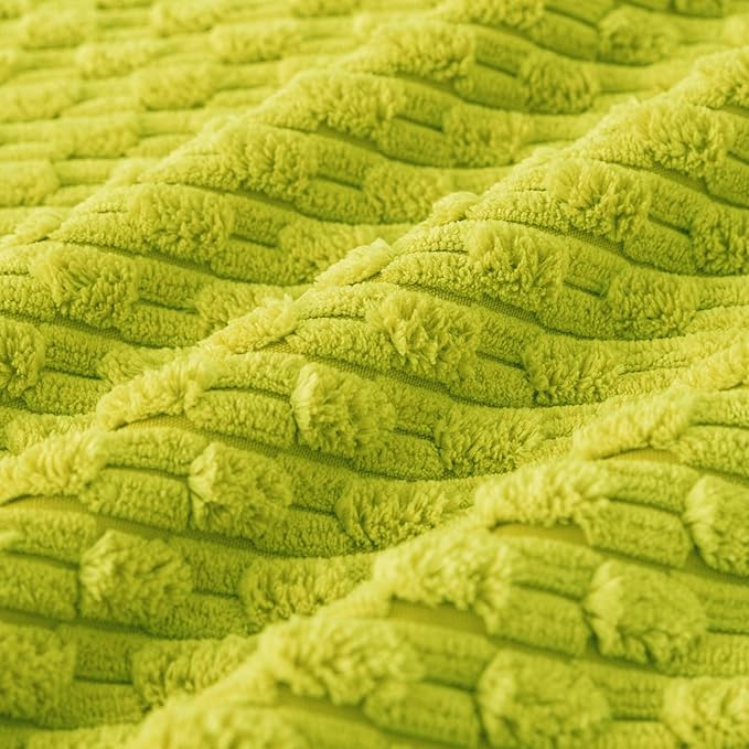 Kevin Textile Decorative Pillow Covers Set of 2 Striped Plush Corduroy Pillows Pillowcases Boho Home Decor Cushion Covers for Couch Sofa Bed Living Room 24x24 Inch, Christmas Green