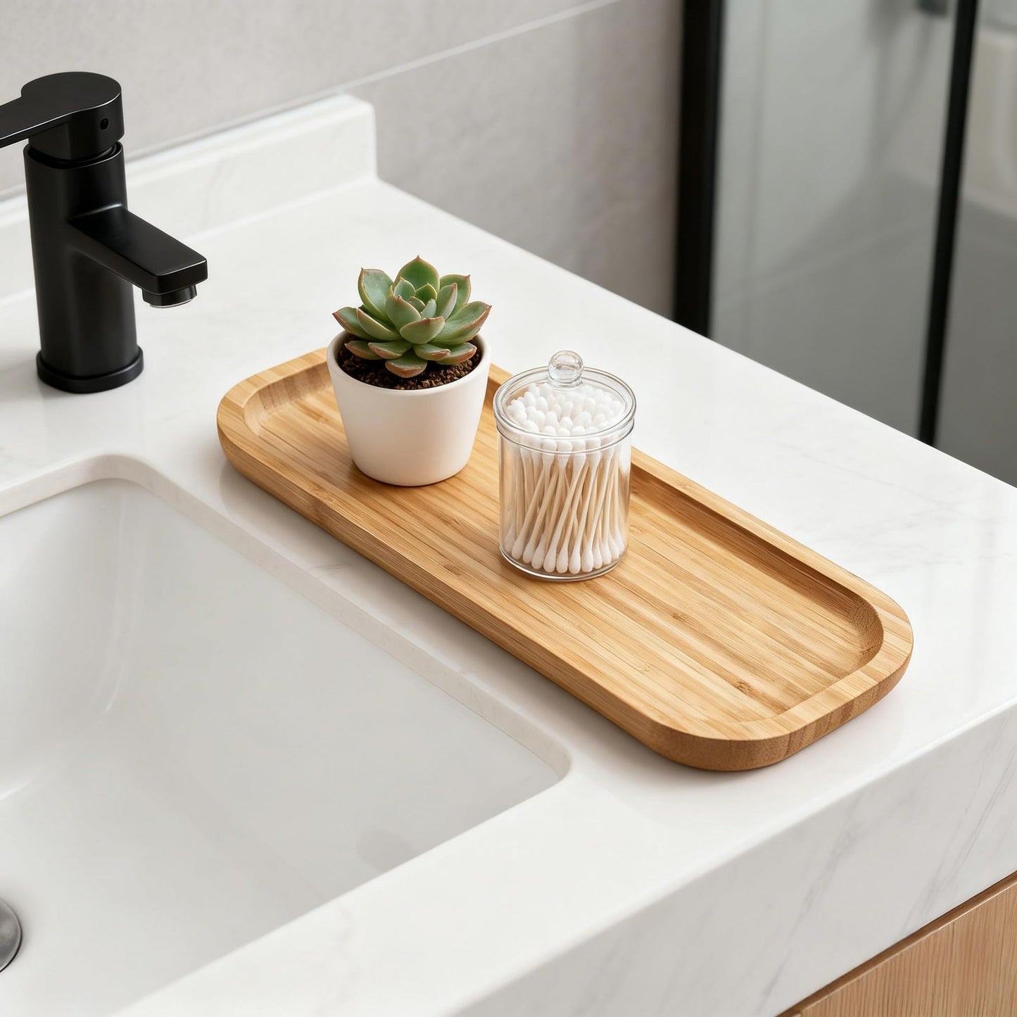 Bamboo Vanity Tray, Bathroom Counter Tray, Toilet Tank Tray, Bathroom Tray for Organizing and Home Decor, 14.2 x 6 x 0.8 inch
