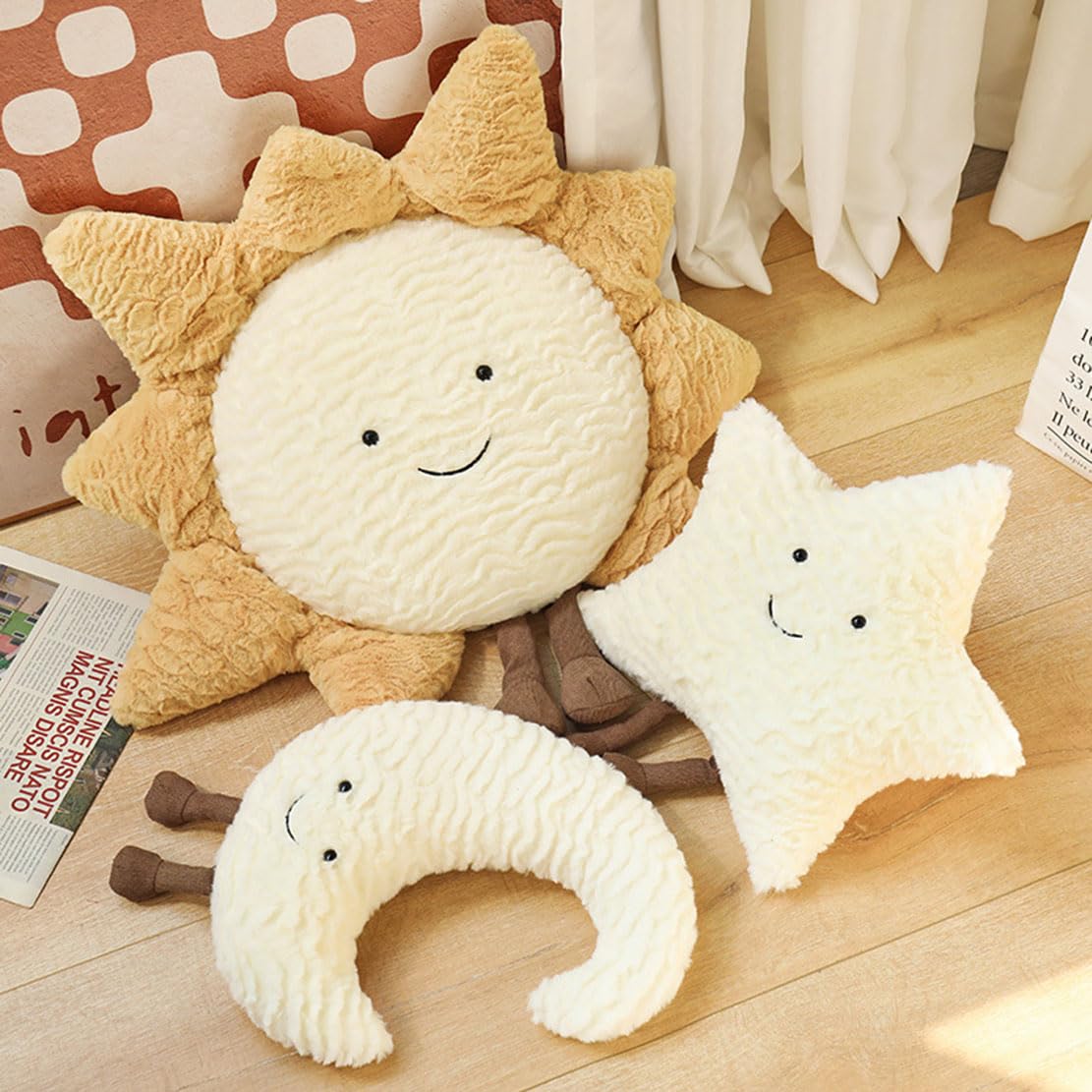 Maxpetus Comfortable Sun Throw Pillow Stars Moon Sofa Cushion Lovely Exquisite Cushion (15.7in, Star)