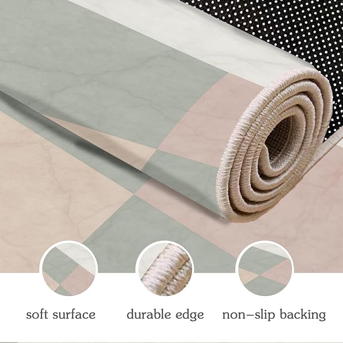 Modern Marble Rug - 2x6 Runner Rug, Minimalist Marble Runner Carpet, Abstract Luxury Entryway Rugs, Washable & Non Slip Carpet Home Decor
