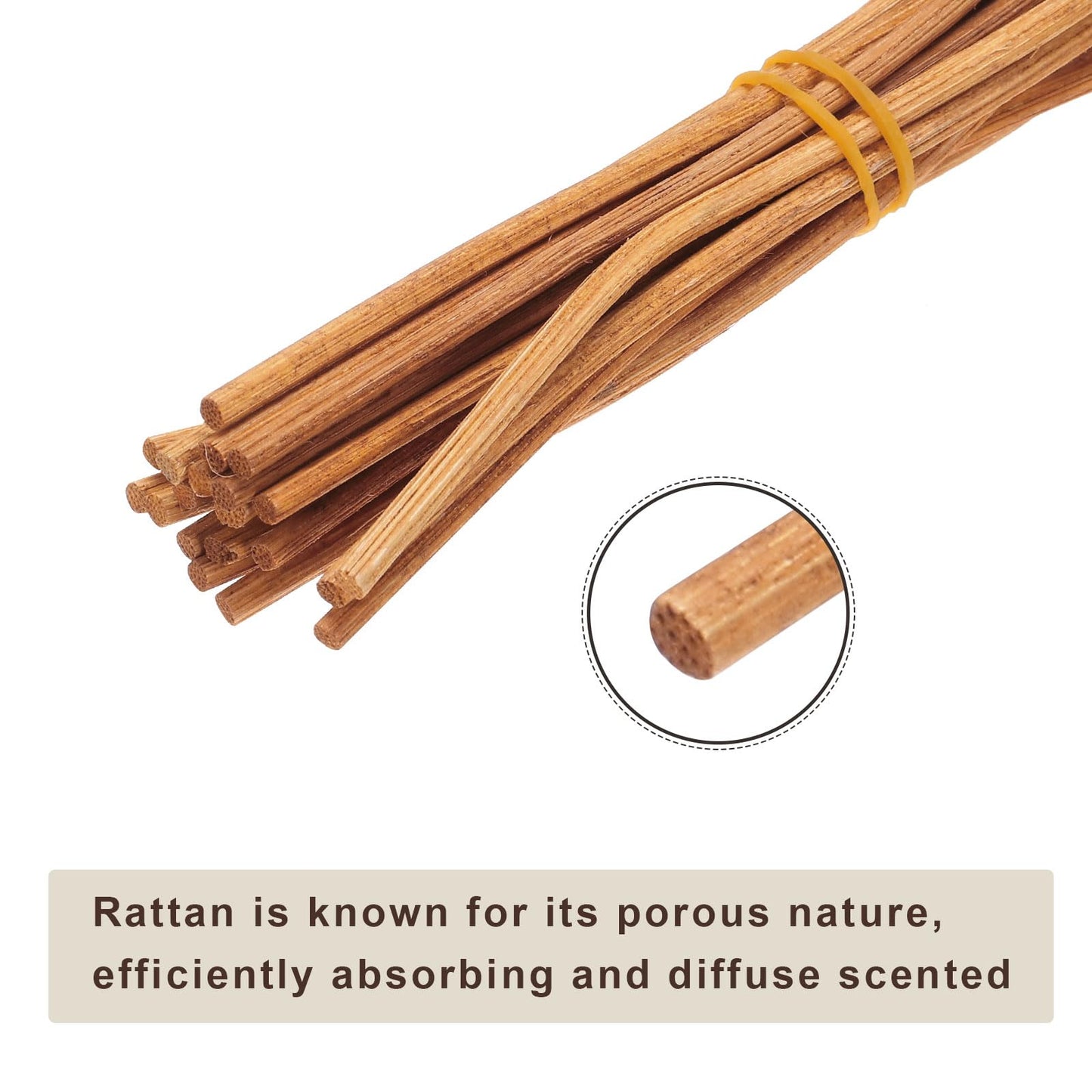 uxcell 20Pcs Wavy Rattan Reed Diffuser Sticks, 28cm/11 Natural Wooden Rattan Fragrance Diffuser Refill Sticks Replacement for Home, Bedroom, Hotel, Bathroom Shelf Decor (Light Coffee)