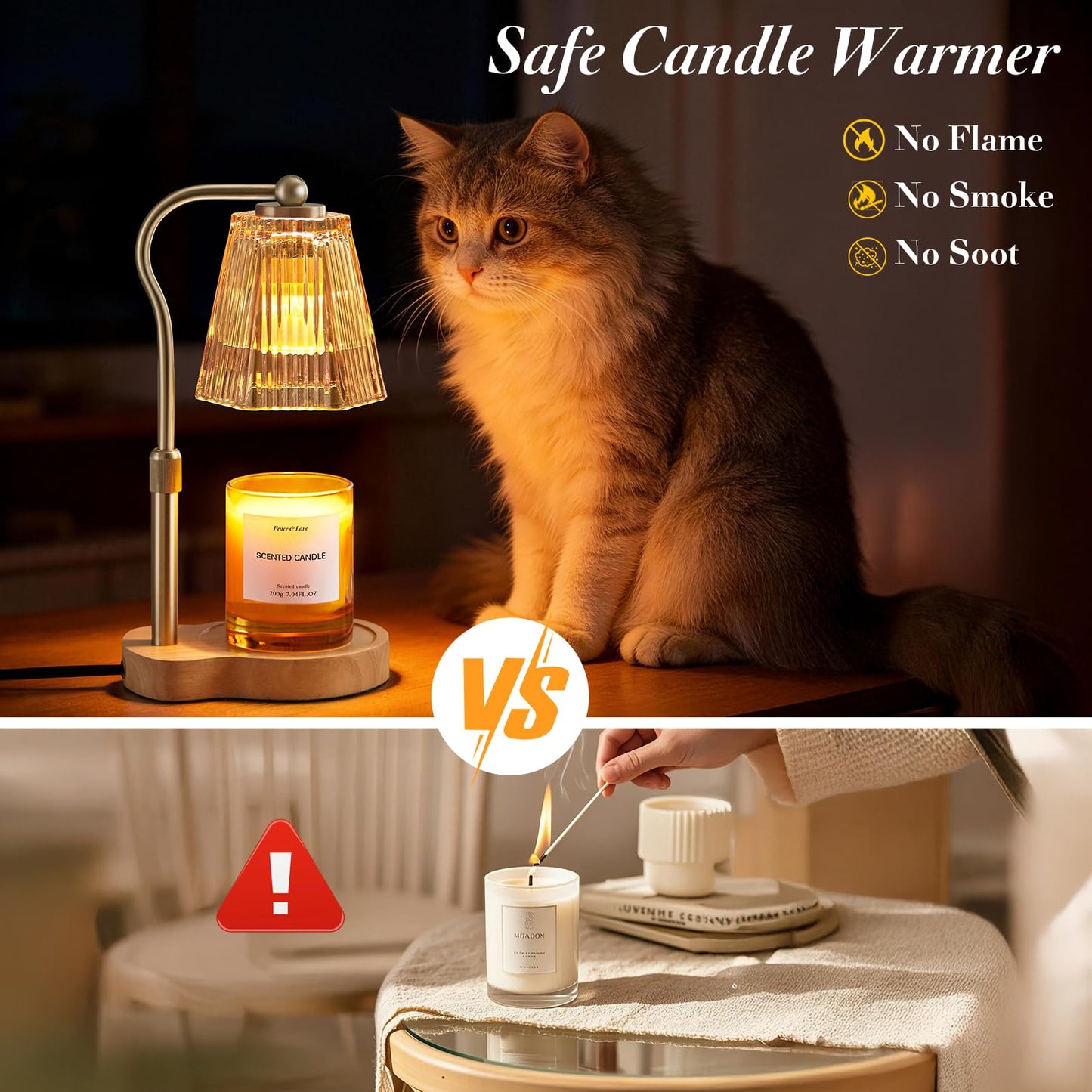AODHGR Candle Warmer Lamp with Timer Dimmable, Flameless Scented Wax Melter for Jar Candles, Adjustable Height Home Decor Night Light, Birthday Gift for Women Mom Friend Families Housewarming, Amber