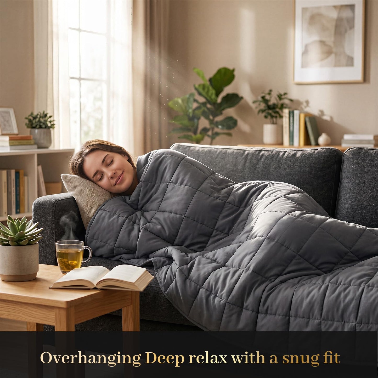 Weighted Blanket 15-pounds 48 x 72 - Adults Cooling Heavy Twin Size Blankets for All-Seasons Sleeping, Soft & Breathable with Premium Glass Beads, Machine Washable