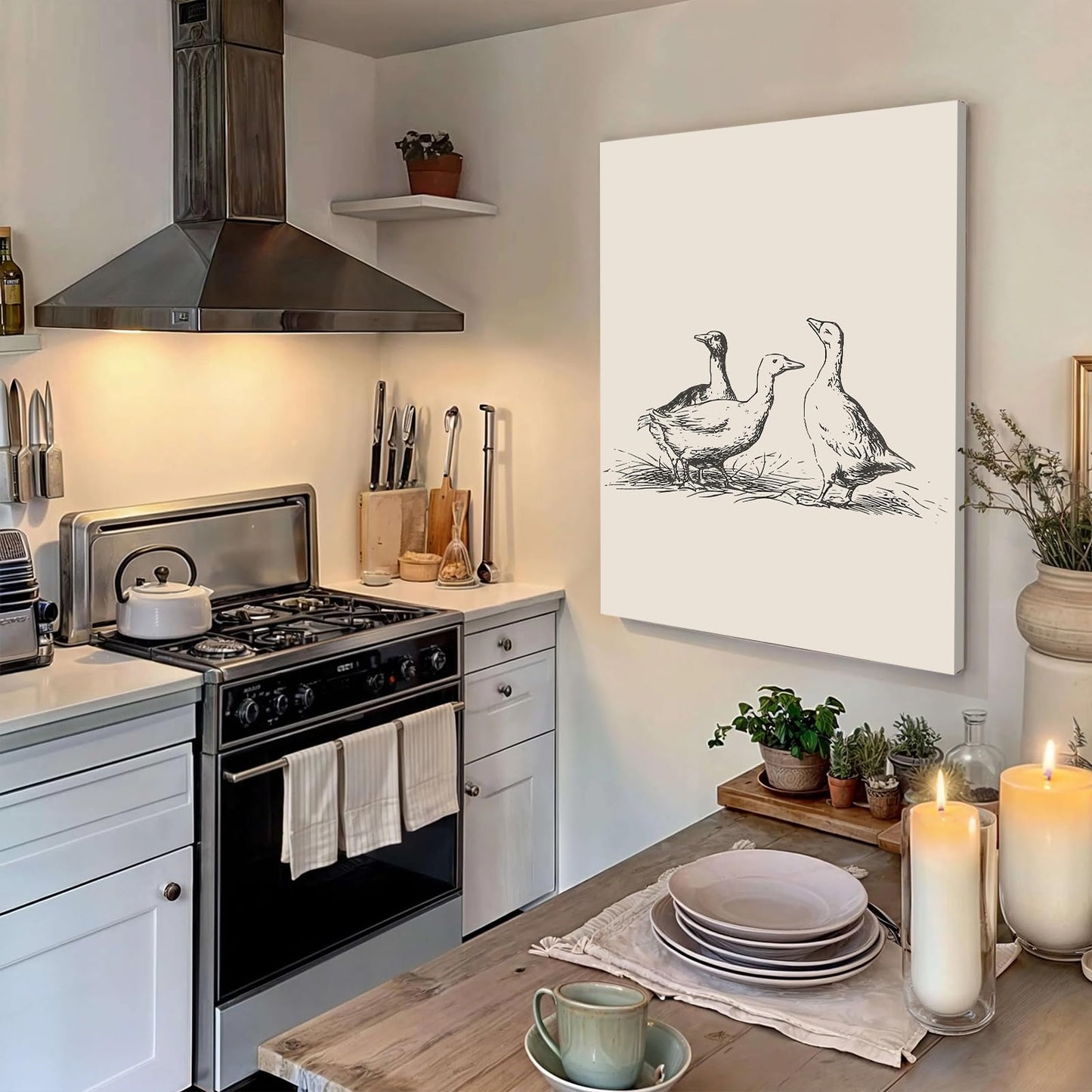 Framed Vintage Duck Canvas Wall Art