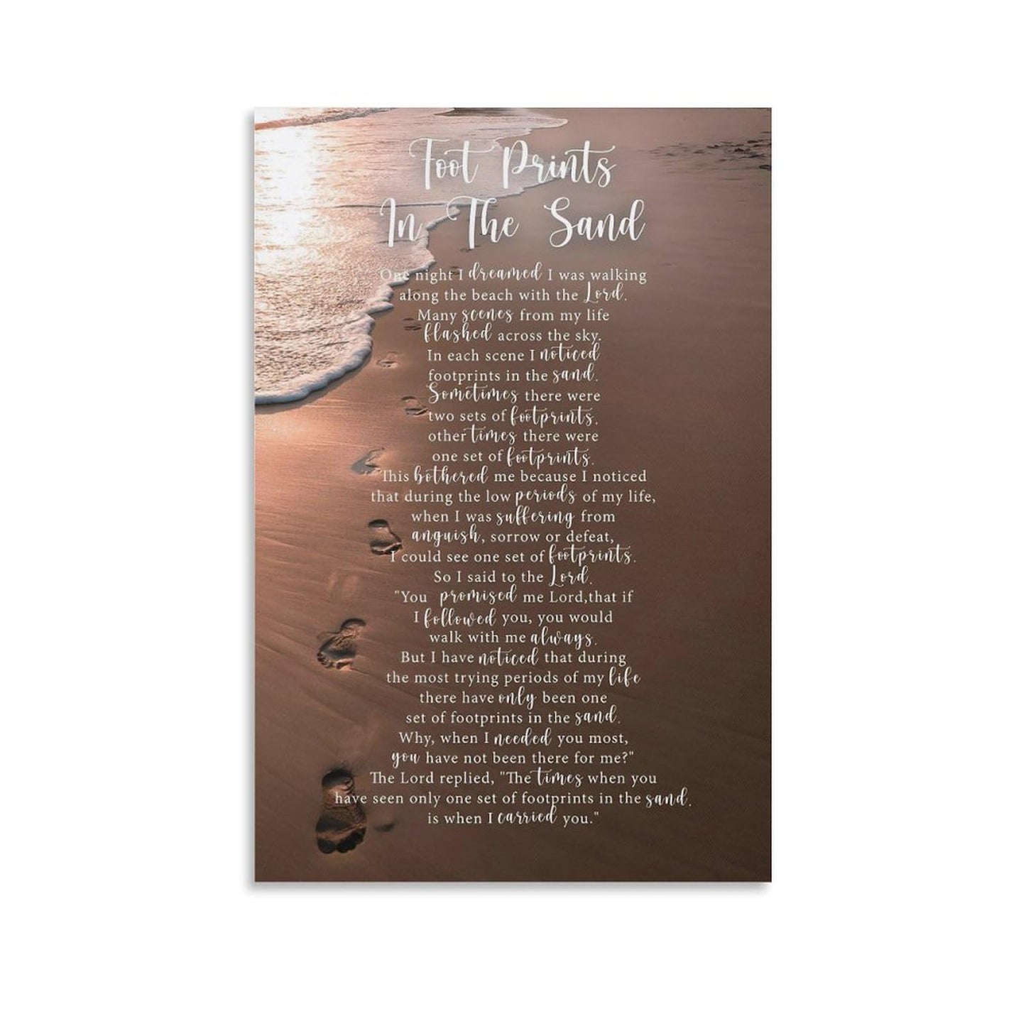 Footprints in The Sand Inspirational Poem Canvas Art Poster And Wall Art Picture Print Modern Family Bedroom Decor Posters UnFramed-3,12x18inch(30x45cm)