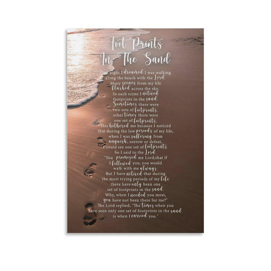 Footprints in The Sand Inspirational Poem Canvas Art Poster And Wall Art Picture Print Modern Family Bedroom Decor Posters UnFramed-3,12x18inch(30x45cm)