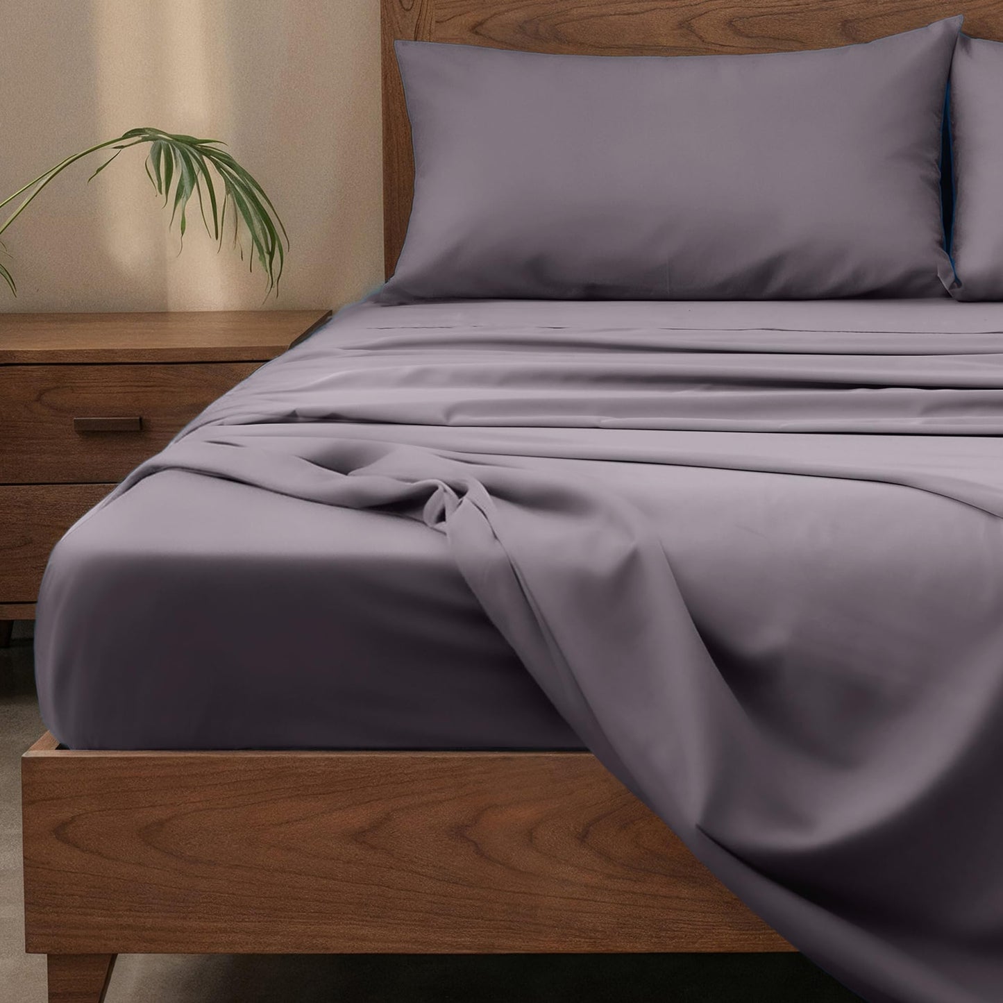 Slumberfy 4-Piece 400 TC Viscose Derived from Bamboo Sheets, King Size - 1 Fitted, 1 Flat, 2 Pillow Cases - Deep Pocket Cooling Viscose-Bamboo Bed Sheets in Magnetic Closure Gift Box, Grey