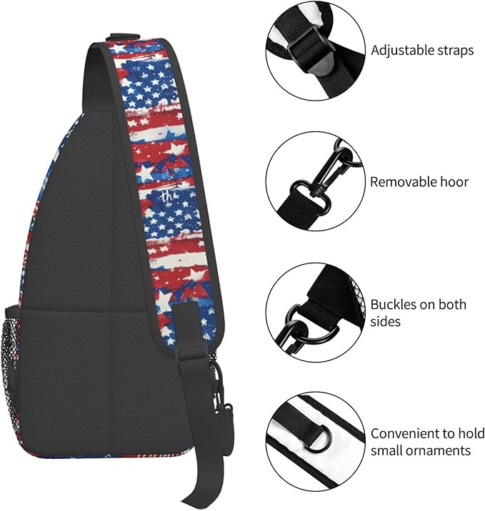 GJXFLSY American Flag Sling Backpack Crossbody Bag Casual Chest Bags Travel Hiking Daypack Shoulder Bag for Women Men