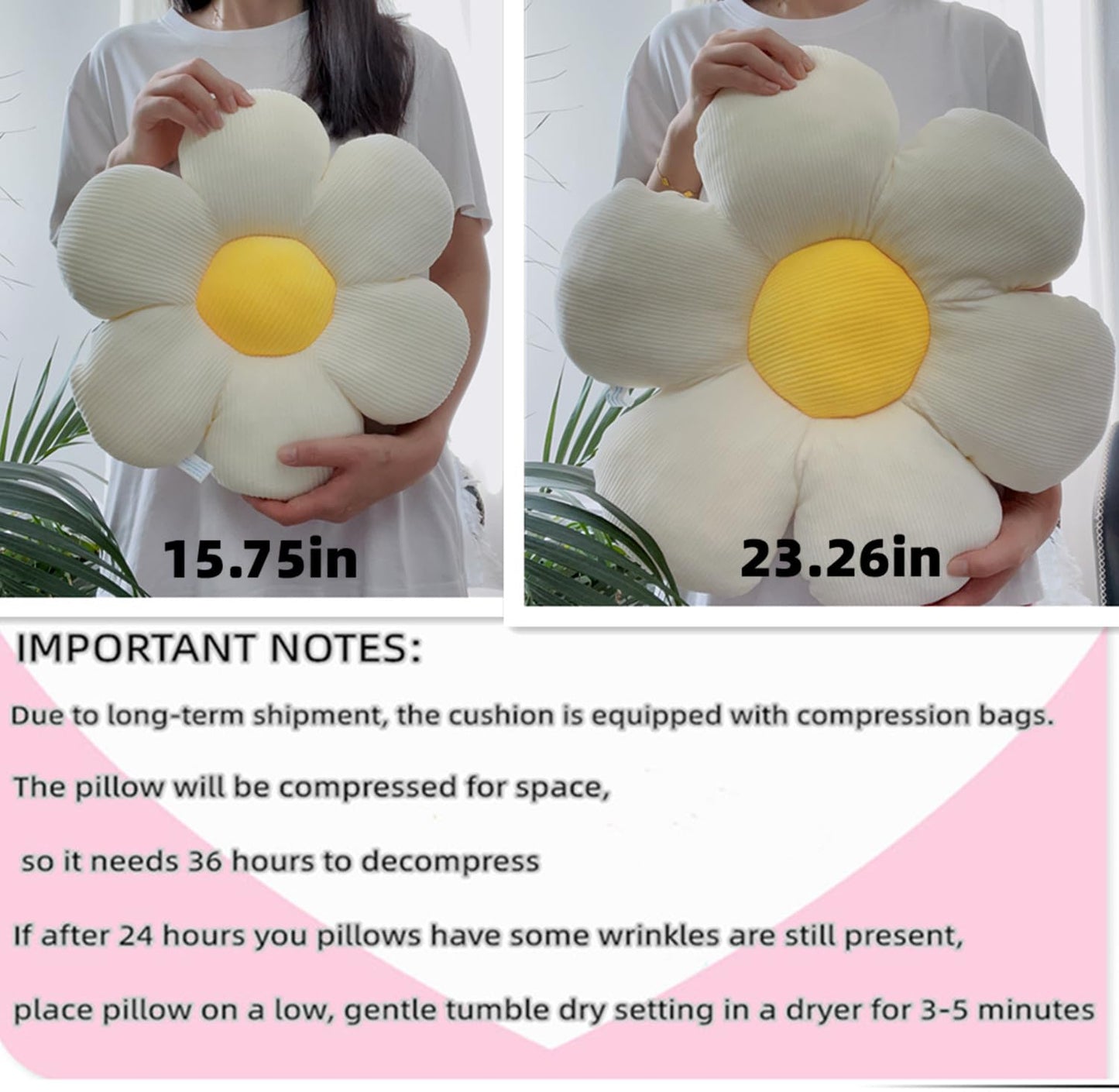 Vdoioe Flower Pillow, Purple Throw Pillows Cute Daisy Decorative Pillow Cushion Seating Home Decorative for Bed, Sofa, Couch