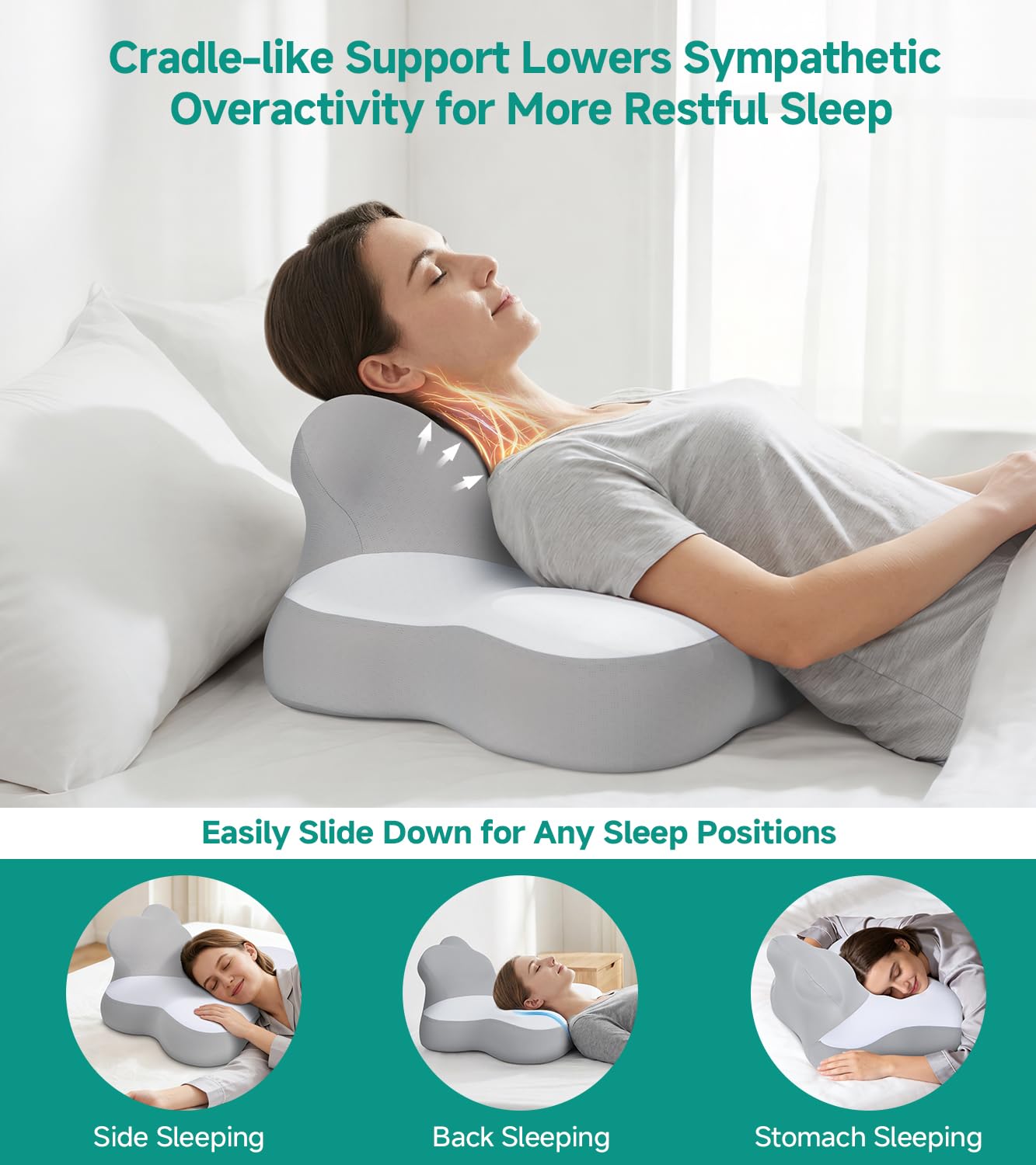 Bed Wedge Pillow for Headboard, 2026 Upgraded 2nd-Gen 10 Inch Memory Foam Wedges for Sleeping Apnea, Acid Reflux, Snoring & Back Pain Relief, Cervical Neck Pillows, Ergonomic Pillow (Dark Grey)