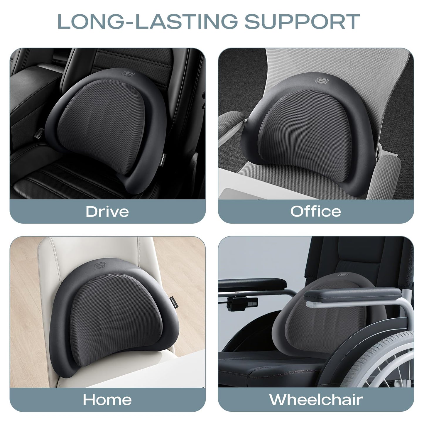 Skechers Lumbar Pillow Premium Memory Foam,Double-Layer-Office Chair Cushion for Tailbone Pain Relief,Butt Pillow for Office Chair,Car seat Cushion,Long Sitting Office Workers,and Car Drivers,Black