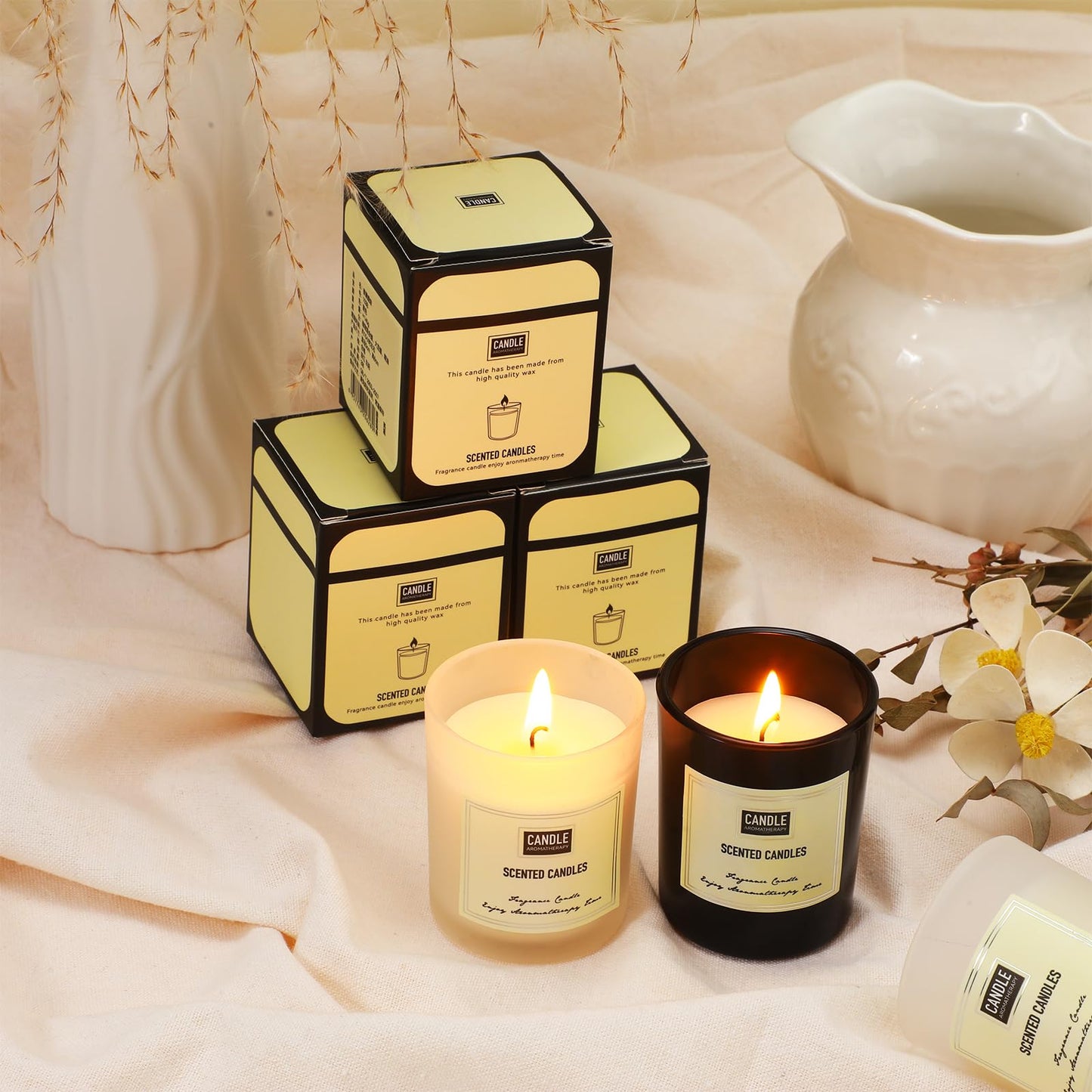 MTLEE 12 Pcs Candles for Home Scented Candles Gift Set for Women Long Lasting Aromatherapy Jar Candle Bulk Soy Wax Candles for Birthday Teacher Thanksgiving Anniversary (Fresh Scent)