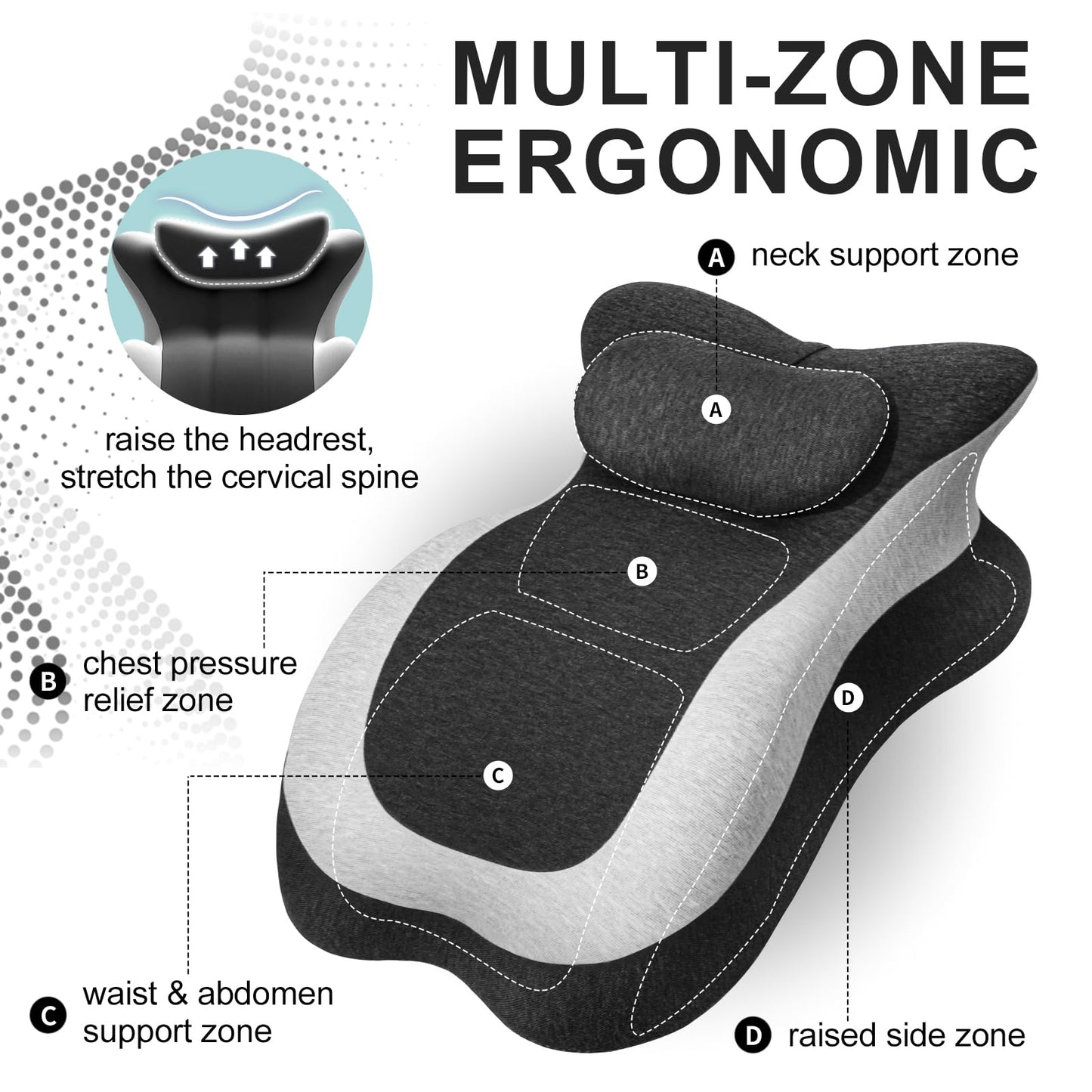 Wacalarda Memory Foam Wedge Pillow, Ergonomic Reading Pillow for Bed, Waist and Neck Support, Quick Rebound & Plush Comfort