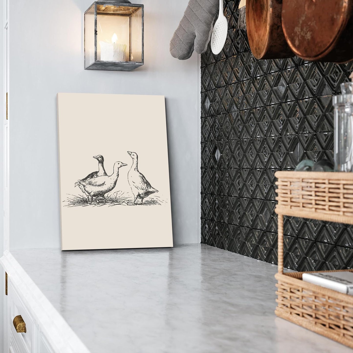 Framed Vintage Duck Canvas Wall Art