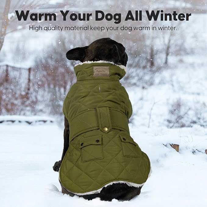 KYEESE Dog Coat Soft Pet Sweater for Cold Weather Windproof Dog Coats for Small Dogs Waterproof Dogs Jacket with Fleece Lined Thick Cat Clothes with Pocket Warm Pet Winter Puffer Coat with Leash Hole