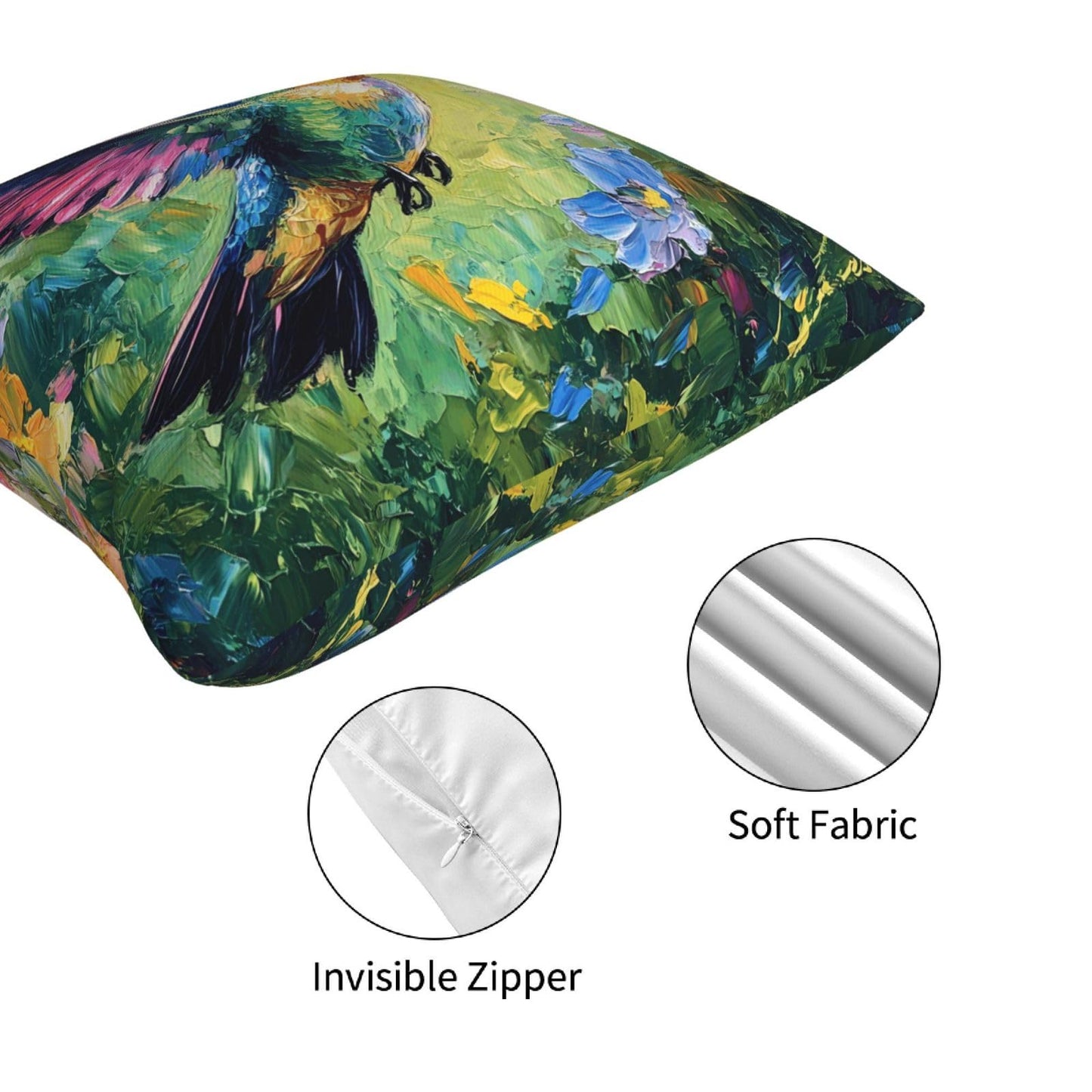 Hummingbird Throw Pillow Covers Set of 4 Decorative Soft Linen Fabric Square Cushion Case for Room Bedroom Sofa Car 18x18
