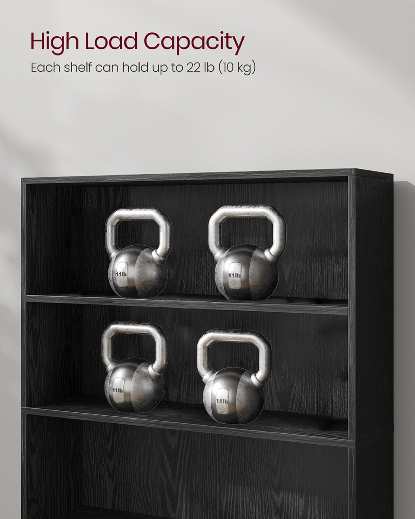 VASAGLE Custos Collection - Bookshelf, 5-Tier Bookcase, Book Shelf, Open Storage Shelf, 9.4 x 31.5 x 52.5 Inches, for Living Room, Home Office, Dinning Room, Ebony Black ULBC175T56