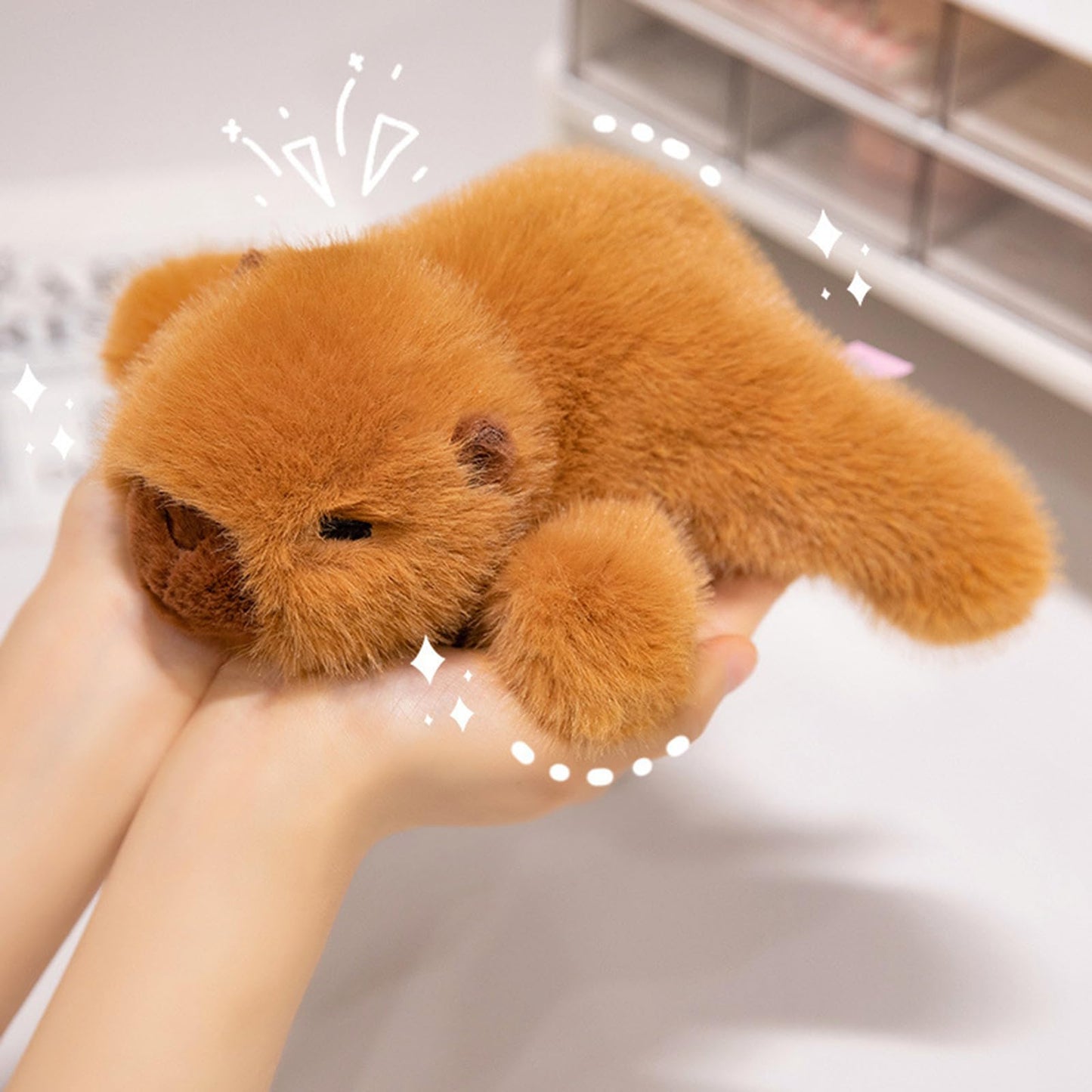 PEACH CAT Capybara Plush 7" Cute Capibara Stuffed Animals Soft Plushies Toys Gifts for Kids Brown
