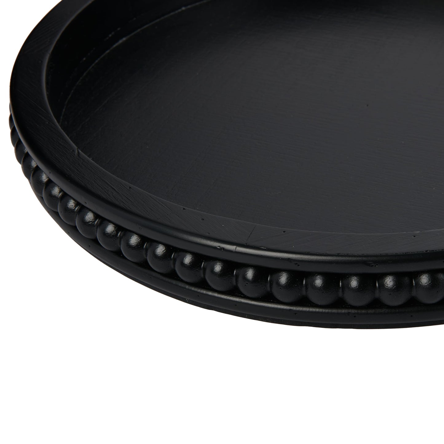 Creative Co-Op Farmhouse Decorative Round Wood Tray with Hobnail Edge, Black