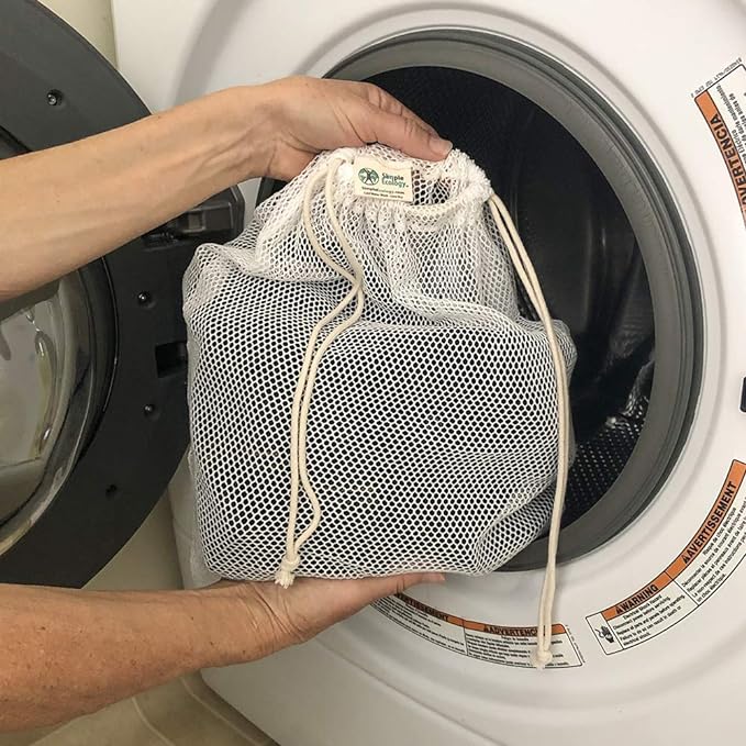 Simple Ecology Organic Cotton Mesh Laundry Bag; Machine Washing Bags for Delicates, Lingerie and Garments, X-Small 2 pack