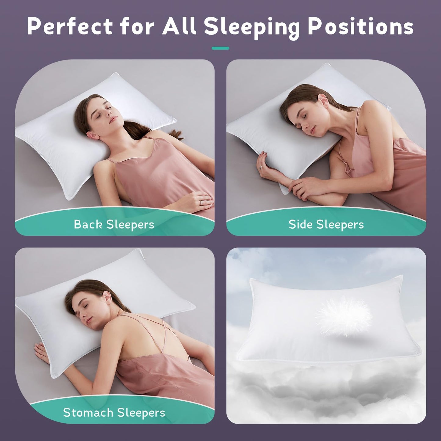 PlushHavenCloud White Goose Down Pillow Luxury Hotel Bed Pillow with 100% 800+ Fill Power, Goose Down Fiber Pillow for Sleeping, 700TC Cotton Shell, King Size - Firm/More Support, 1 Pack
