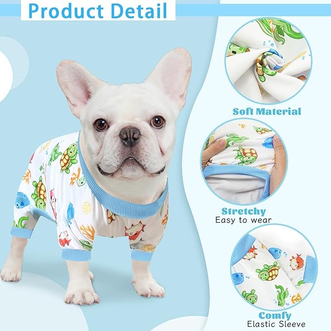 XPUDAC 4 Pack Dog Pajamas for Small Dogs, Puppy Clothes for Boy Girl Strechy Soft Pet Jumpsuit, Cat Onesiel-Small