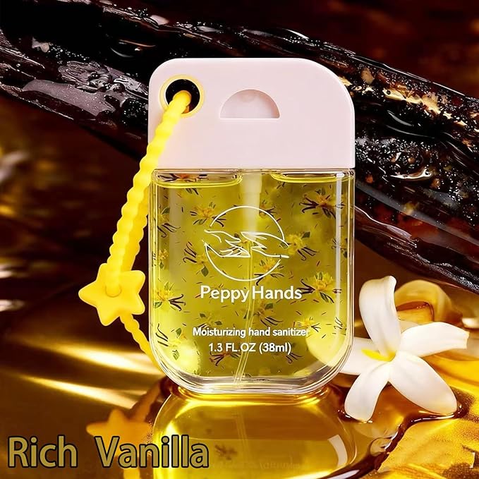 PeppyHands Hand Sanitizer, Hand Sanitizer Spray, Hydrating Spray for Hand, Portable Sanitizer spray Set ﻿for Travel Size, 500-Sprays Each Multi-Flavor (4(Pcs).)