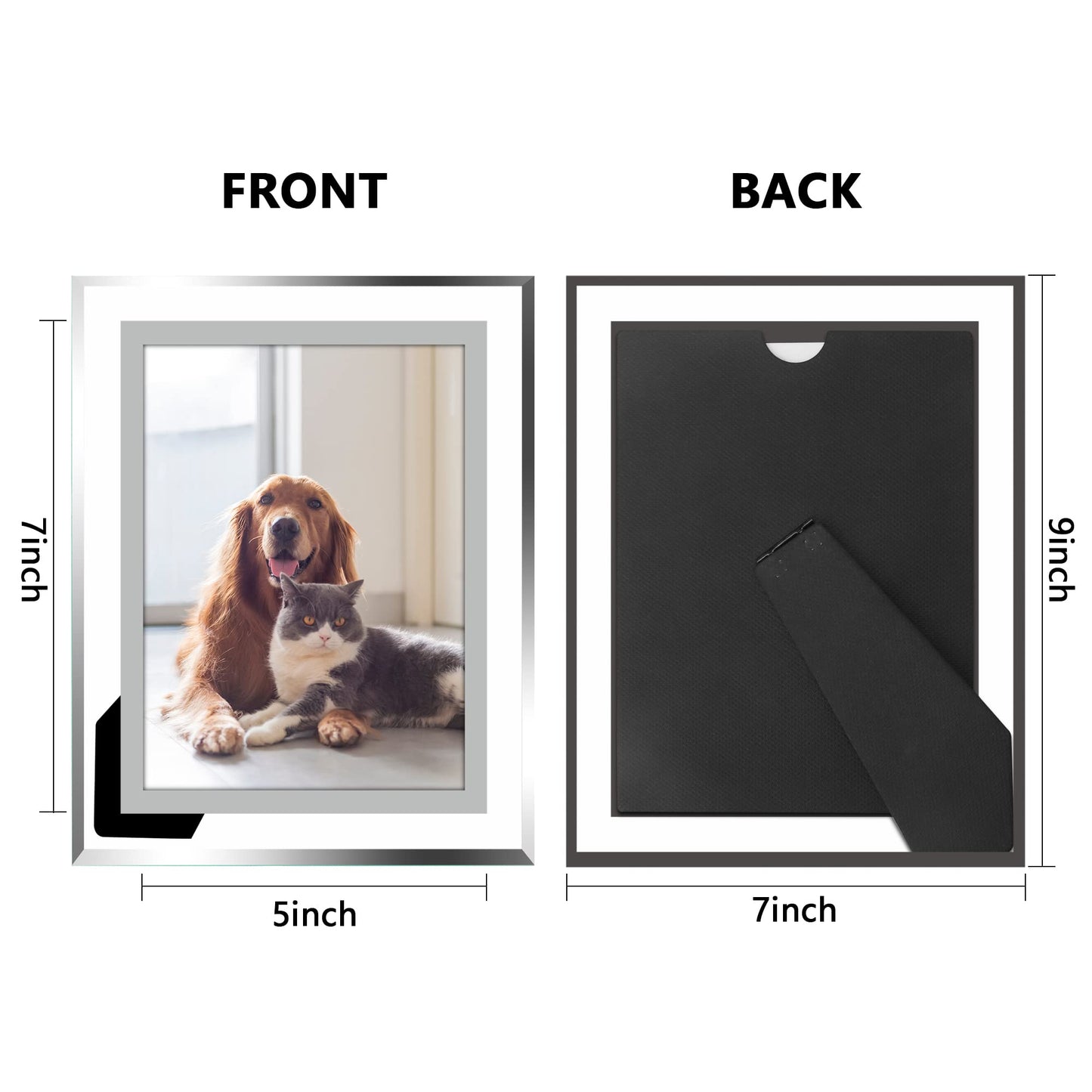 Vienrose 5x7 Picture Frame Set of 2, Clear Glass Photo Frames with Silver Edge, Horizontal or Vertical Display for Tabletop, Desk, Home, Office Decoration Fits 5x7 Photos Easy Photo Swap Gift Ready